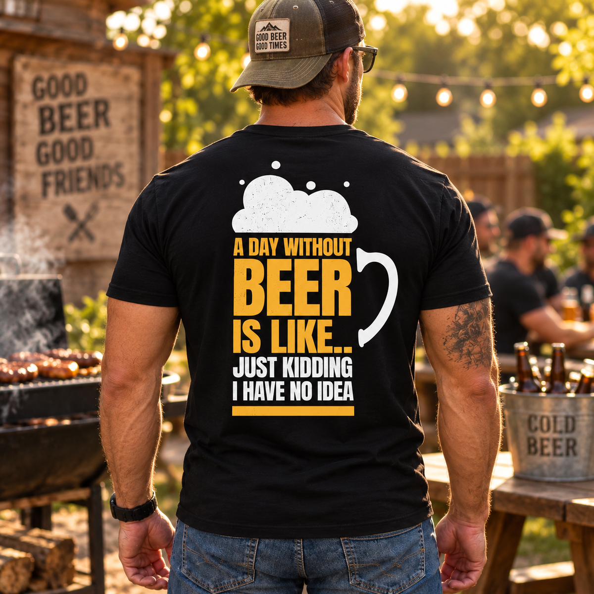 A Day Without Beer Is Like Just Kidding I Have No Idea Shirt Funny Beer Lover Drinking Graphic Tee for Men