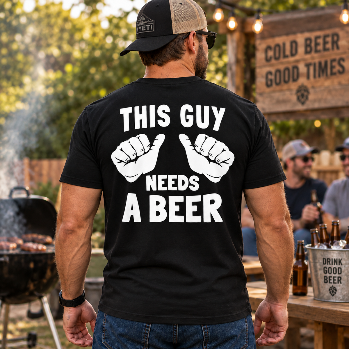 This Guy Needs A Beer Shirt Funny Beer Lover Drinking Humor Graphic Tee Gift for Men