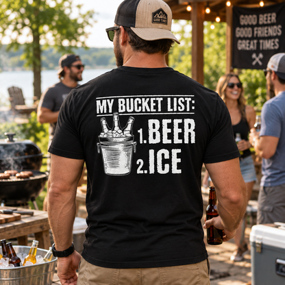 My Bucket List Beer And Ice Shirt Funny Beer Lover Drinking Graphic Tee Alcohol Humor Gift for Men