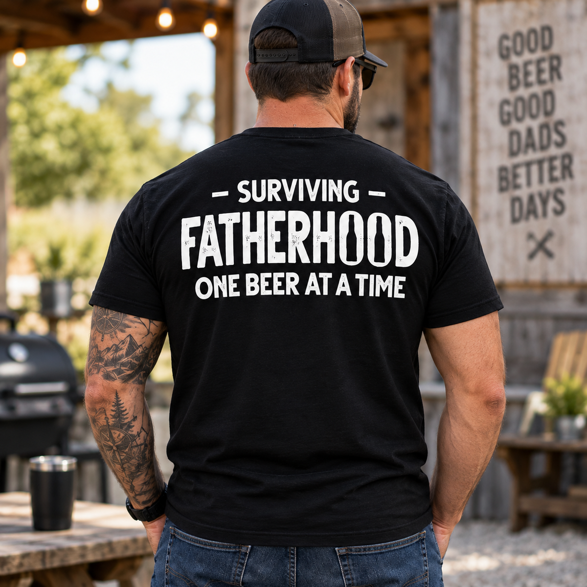 Surviving Fatherhood One Beer At A Time Shirt Funny Dad Beer Graphic Tee for Men Father Gift