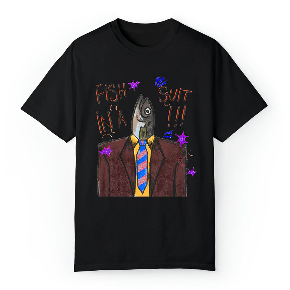 Fish in a Suit T-Shirt – Funny Business Fish Office Humor Graphic Tee