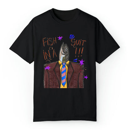Fish in a Suit T-Shirt – Funny Business Fish Office Humor Graphic Tee
