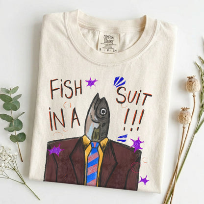 Fish in a Suit T-Shirt – Funny Business Fish Office Humor Graphic Tee