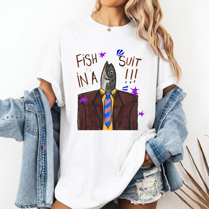 Fish in a Suit T-Shirt – Funny Business Fish Office Humor Graphic Tee