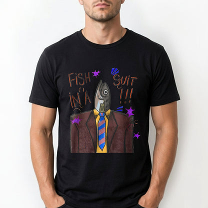 Fish in a Suit T-Shirt – Funny Business Fish Office Humor Graphic Tee