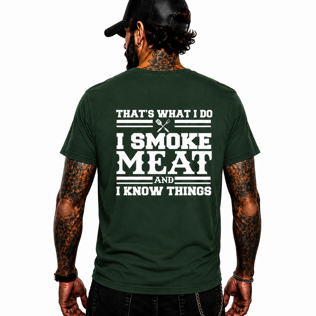 I Smoke Meat And I Know Things Shirt Funny BBQ Pitmaster Graphic Tee Gift For Men