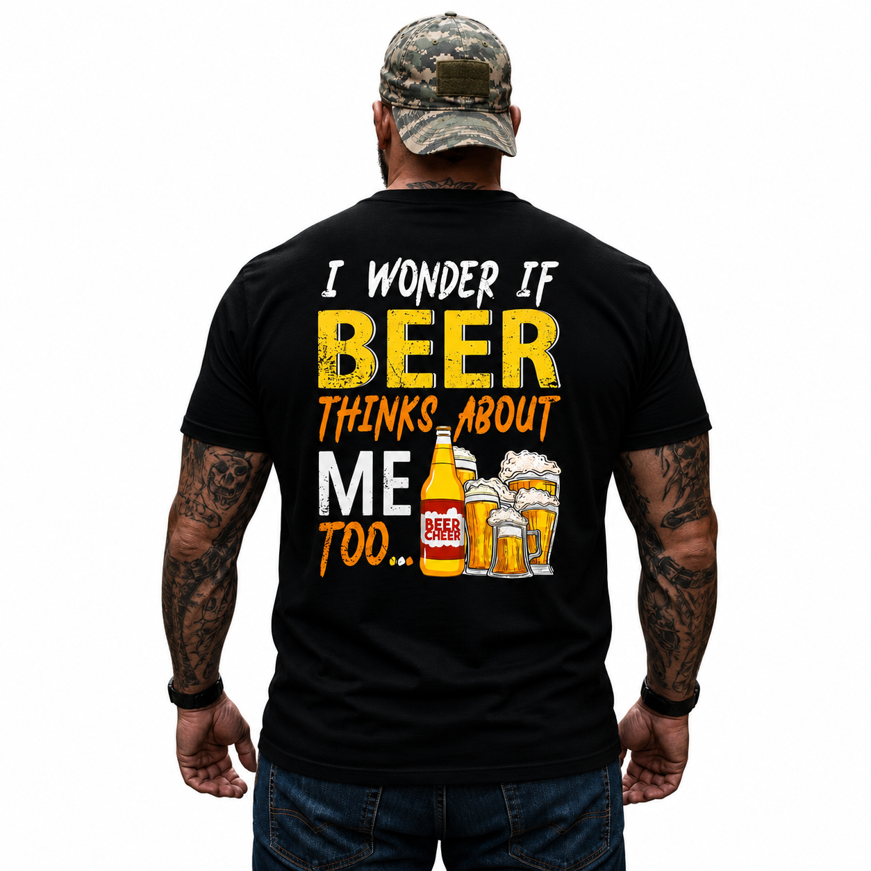 I Wonder If Beer Thinks About Me Too Shirt Funny Beer Lover Graphic Tee Gift For Men