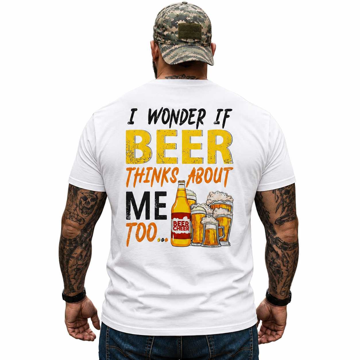 I Wonder If Beer Thinks About Me Too Shirt Funny Beer Lover Graphic Tee Gift For Men