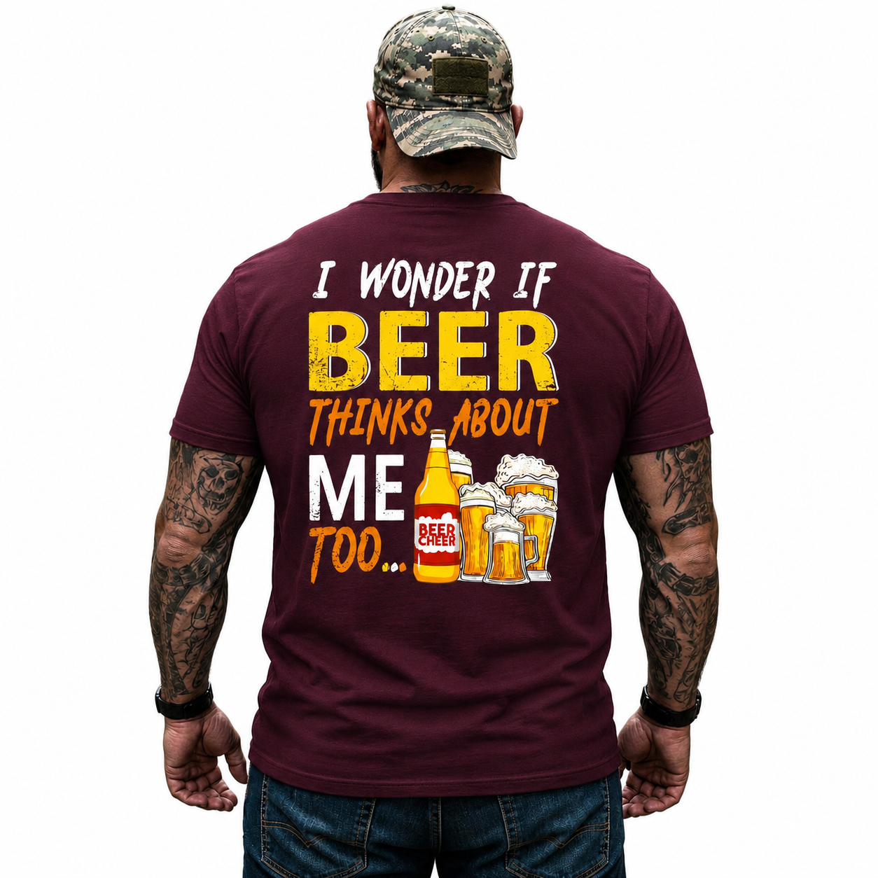 I Wonder If Beer Thinks About Me Too Shirt Funny Beer Lover Graphic Tee Gift For Men