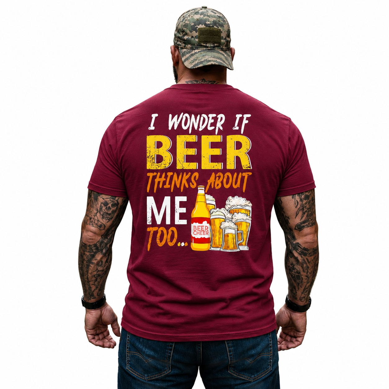 I Wonder If Beer Thinks About Me Too Shirt Funny Beer Lover Graphic Tee Gift For Men