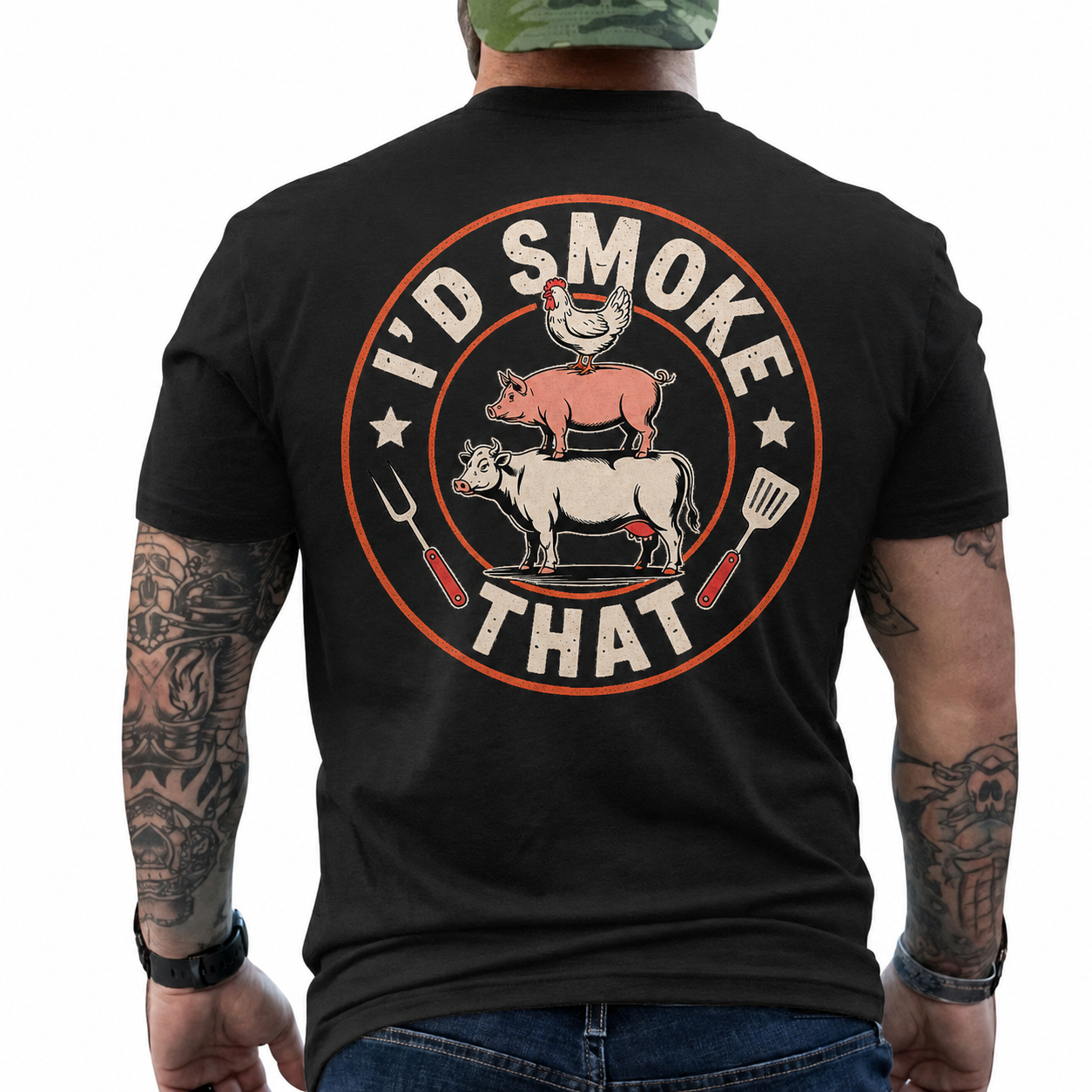Id Smoke That Shirt Funny BBQ Animal Stack Graphic Tee Pitmaster Gift For Men