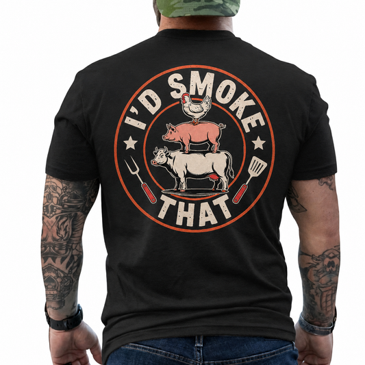 Id Smoke That Shirt Funny BBQ Animal Stack Graphic Tee Pitmaster Gift For Men