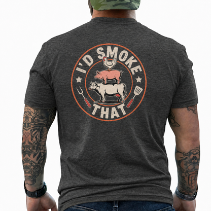 Id Smoke That Shirt Funny BBQ Animal Stack Graphic Tee Pitmaster Gift For Men