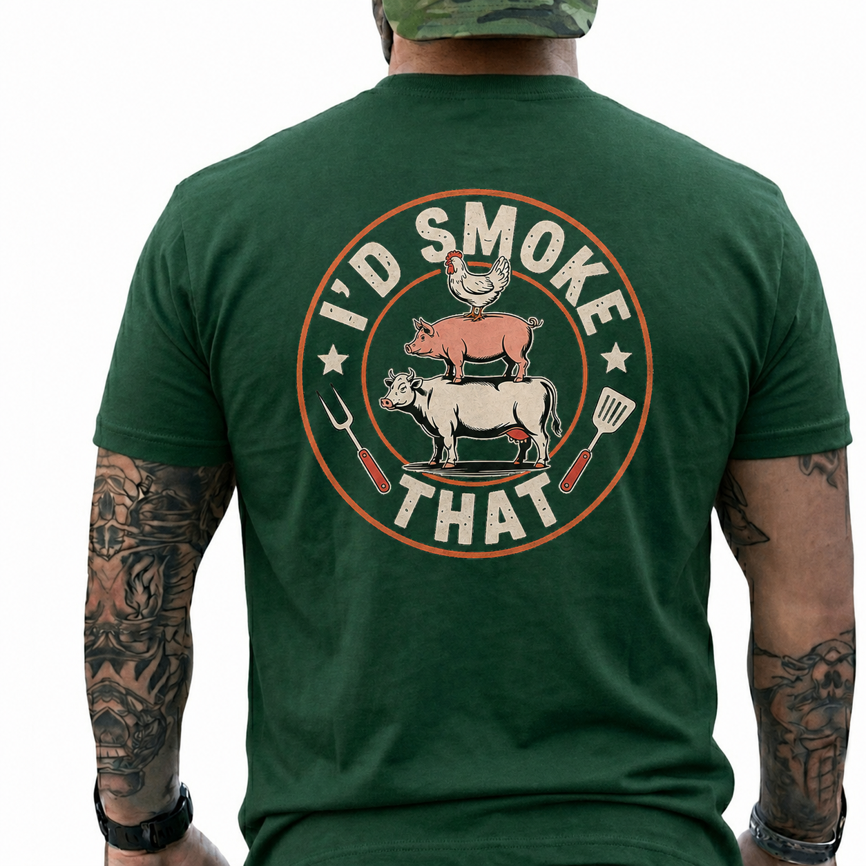 Id Smoke That Shirt Funny BBQ Animal Stack Graphic Tee Pitmaster Gift For Men