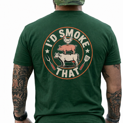 Id Smoke That Shirt Funny BBQ Animal Stack Graphic Tee Pitmaster Gift For Men