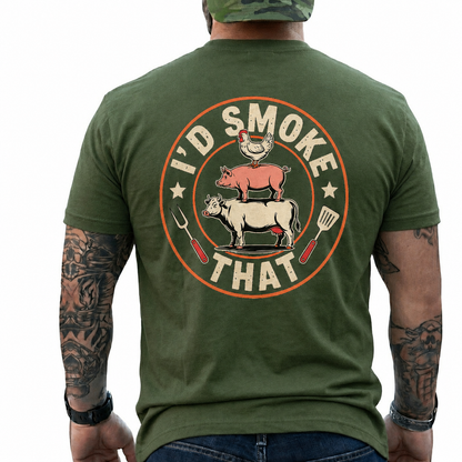 Id Smoke That Shirt Funny BBQ Animal Stack Graphic Tee Pitmaster Gift For Men