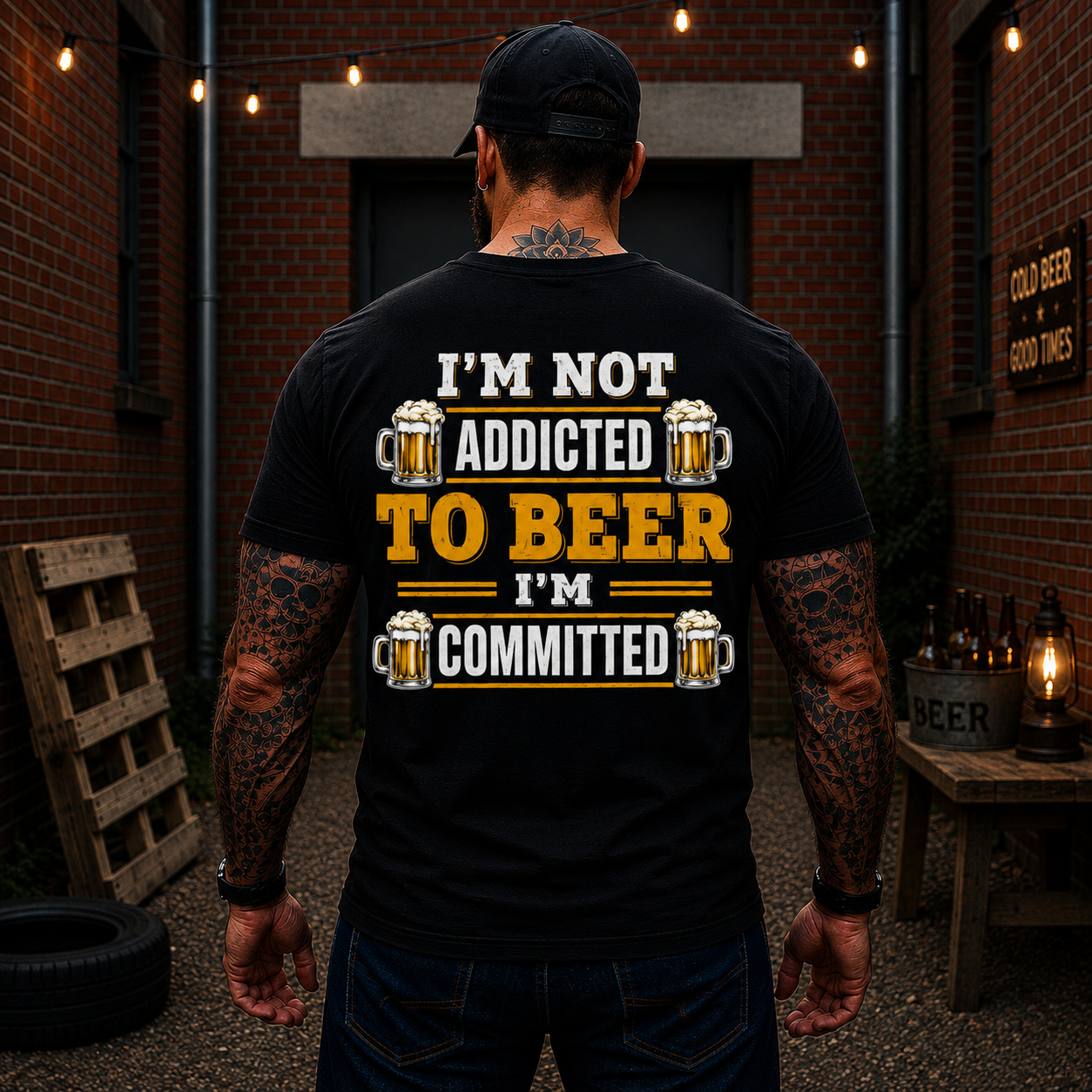 Im Not Addicted To Beer Im Committed Shirt Funny Beer Lover Graphic Tee Gift For Men