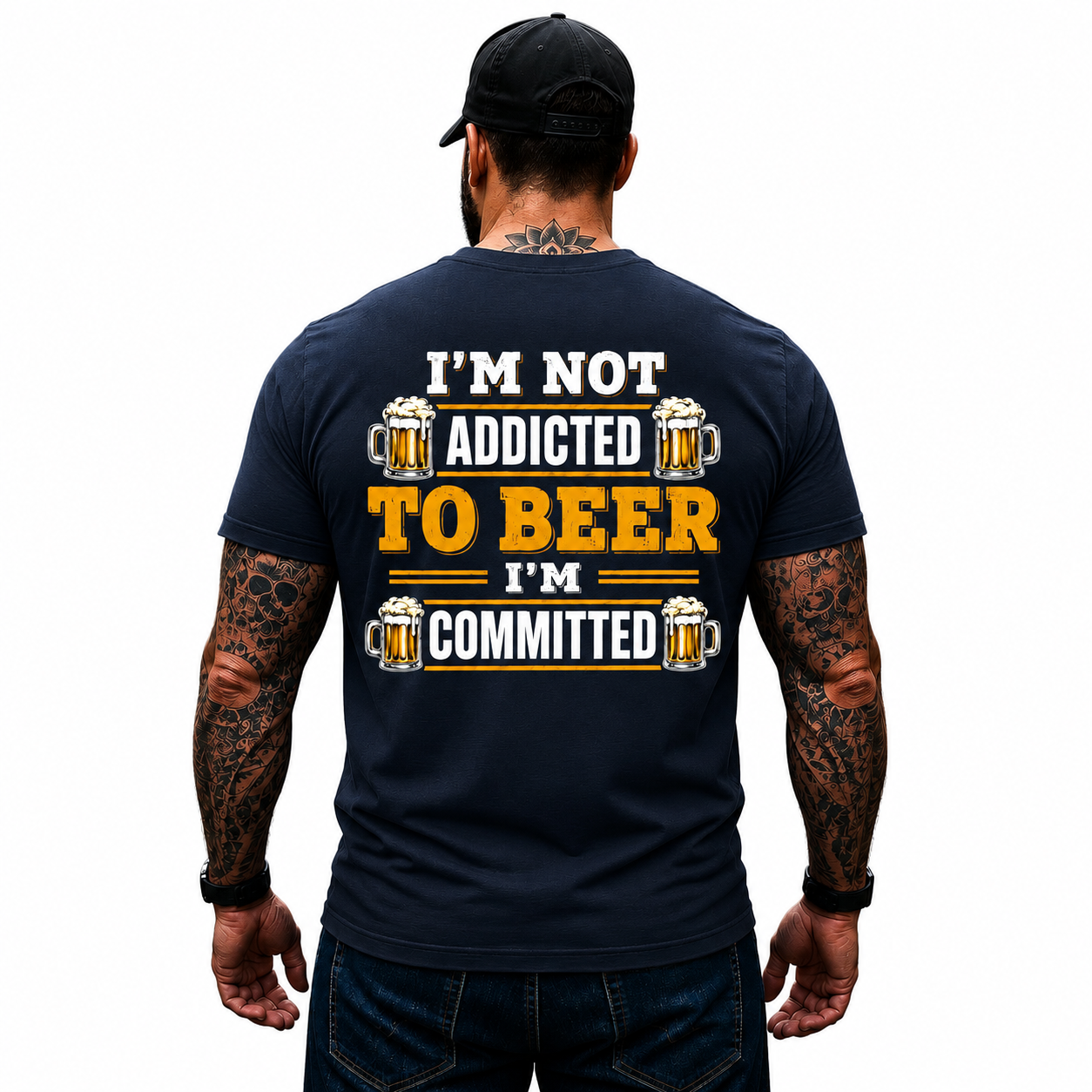 Im Not Addicted To Beer Im Committed Shirt Funny Beer Lover Graphic Tee Gift For Men