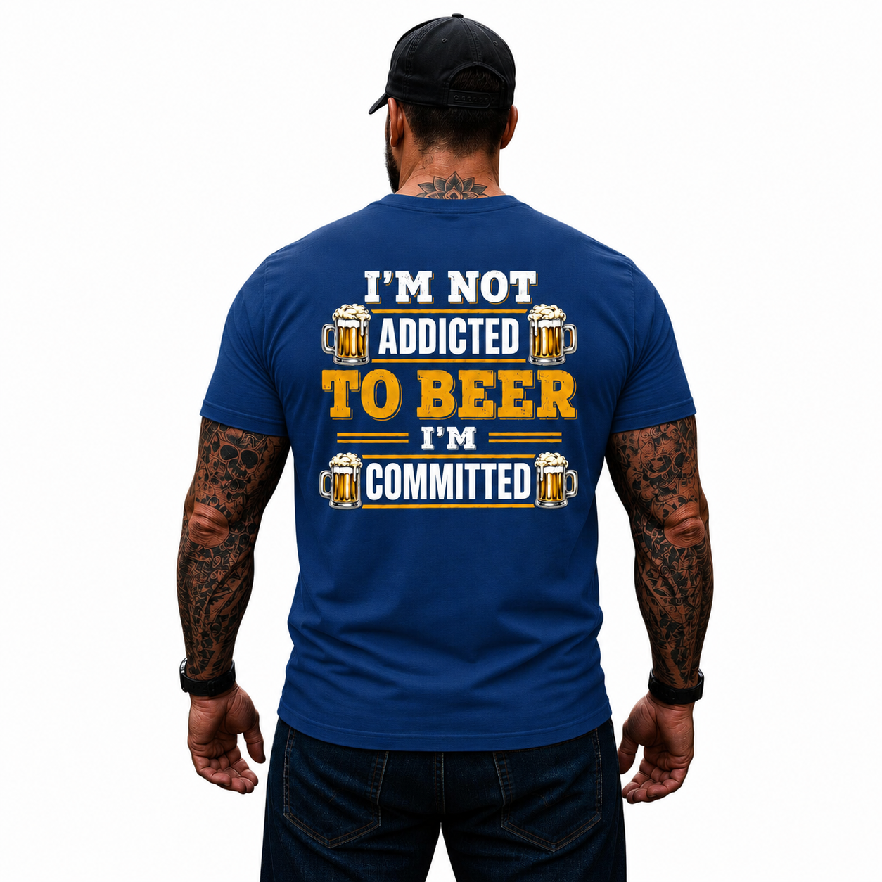 Im Not Addicted To Beer Im Committed Shirt Funny Beer Lover Graphic Tee Gift For Men