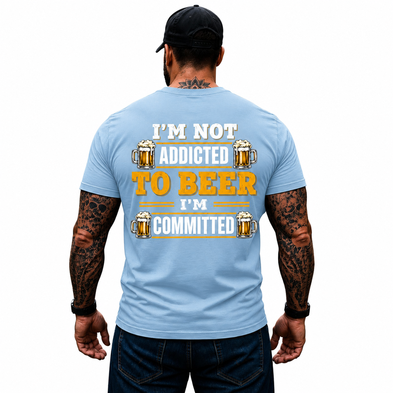 Im Not Addicted To Beer Im Committed Shirt Funny Beer Lover Graphic Tee Gift For Men