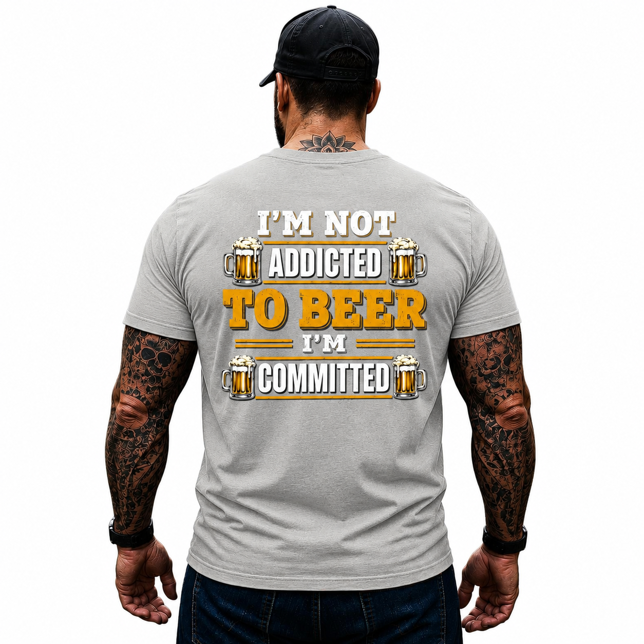 Im Not Addicted To Beer Im Committed Shirt Funny Beer Lover Graphic Tee Gift For Men