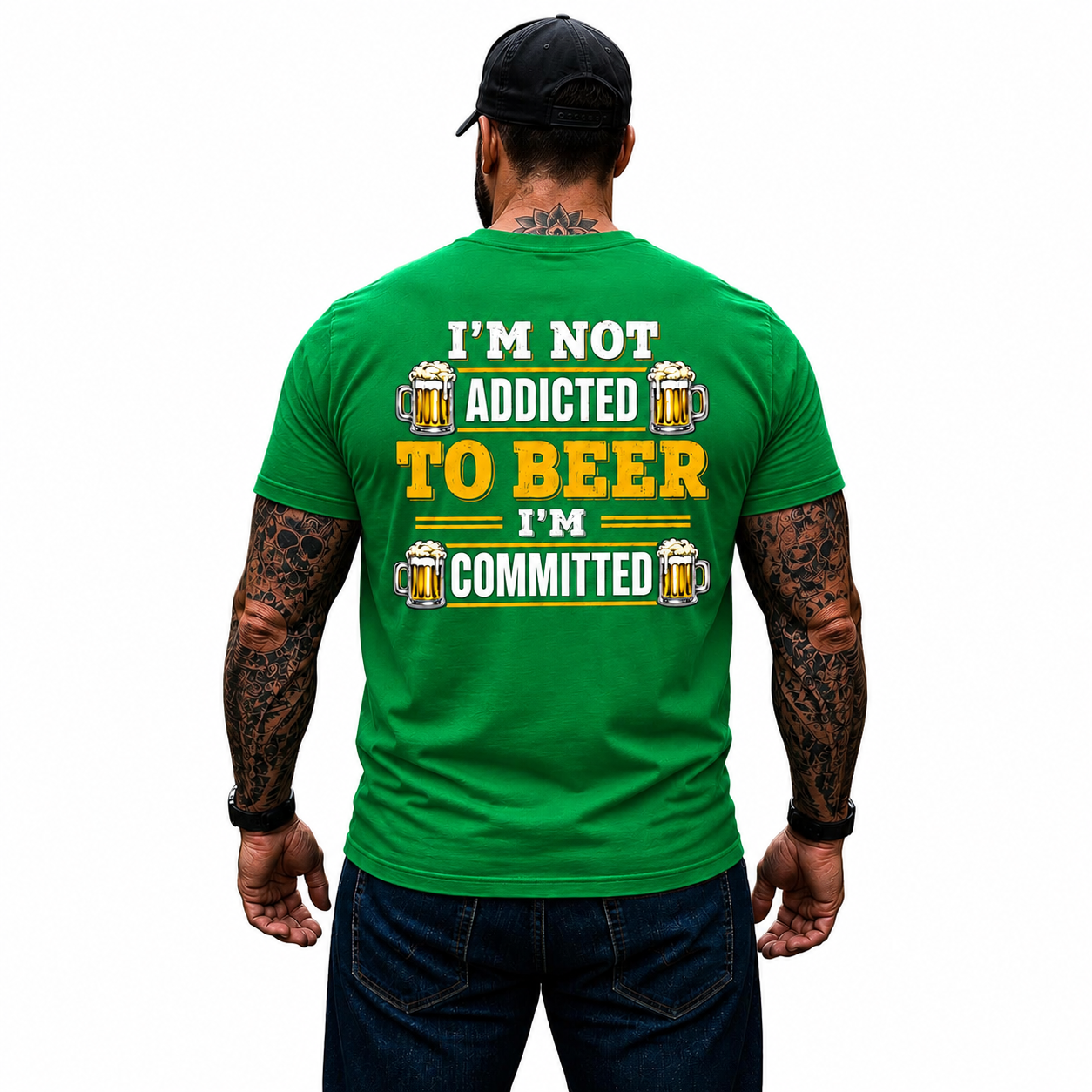 Im Not Addicted To Beer Im Committed Shirt Funny Beer Lover Graphic Tee Gift For Men