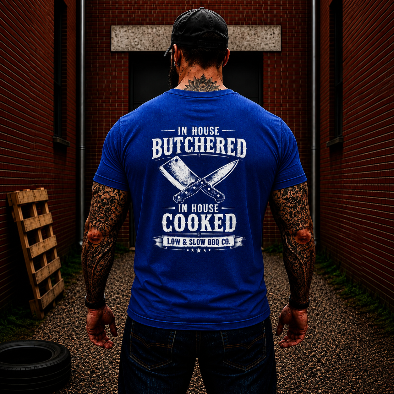 In House Butchered In House Cooked Shirt Funny BBQ Pitmaster Graphic Tee Gift For Men