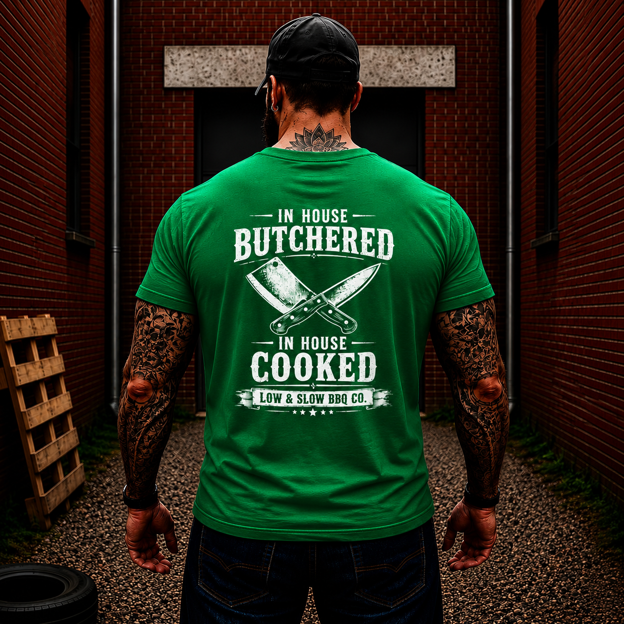 In House Butchered In House Cooked Shirt Funny BBQ Pitmaster Graphic Tee Gift For Men
