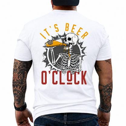 Its Beer Oclock Shirt Funny Skeleton Beer Graphic Tee Gift For Men