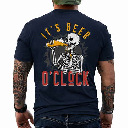 Its Beer Oclock Shirt Funny Skeleton Beer Graphic Tee Gift For Men