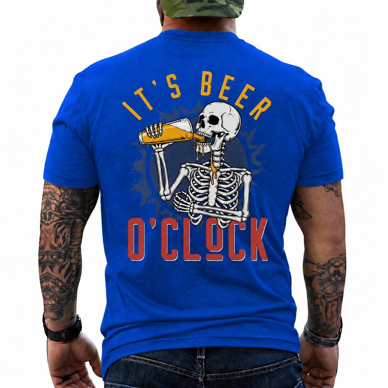 Its Beer Oclock Shirt Funny Skeleton Beer Graphic Tee Gift For Men