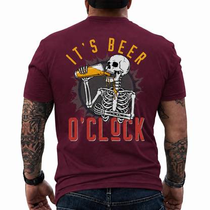 Its Beer Oclock Shirt Funny Skeleton Beer Graphic Tee Gift For Men