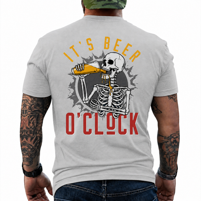 Its Beer Oclock Shirt Funny Skeleton Beer Graphic Tee Gift For Men