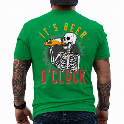 Its Beer Oclock Shirt Funny Skeleton Beer Graphic Tee Gift For Men