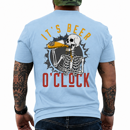 Its Beer Oclock Shirt Funny Skeleton Beer Graphic Tee Gift For Men