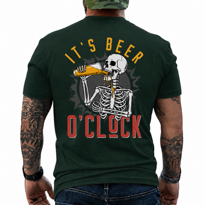 Its Beer Oclock Shirt Funny Skeleton Beer Graphic Tee Gift For Men