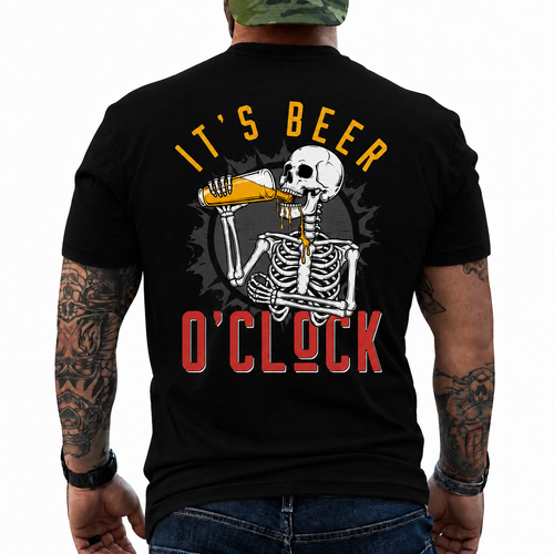 Its Beer Oclock Shirt Funny Skeleton Beer Graphic Tee Gift For Men