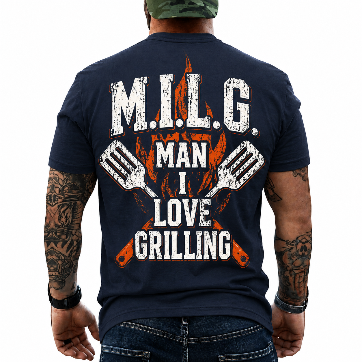 MILG Man I Love Grilling Shirt Funny BBQ Graphic Tee Grill Master Gift For Men