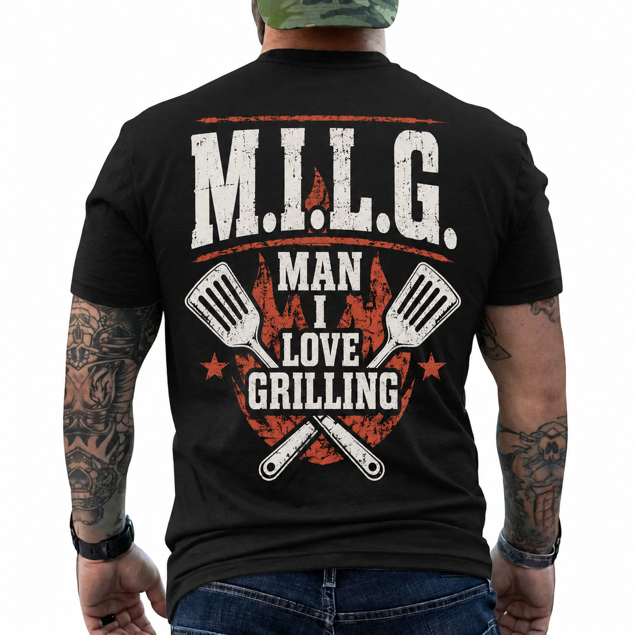 MILG Man I Love Grilling Shirt Funny BBQ Graphic Tee Grill Master Gift For Men