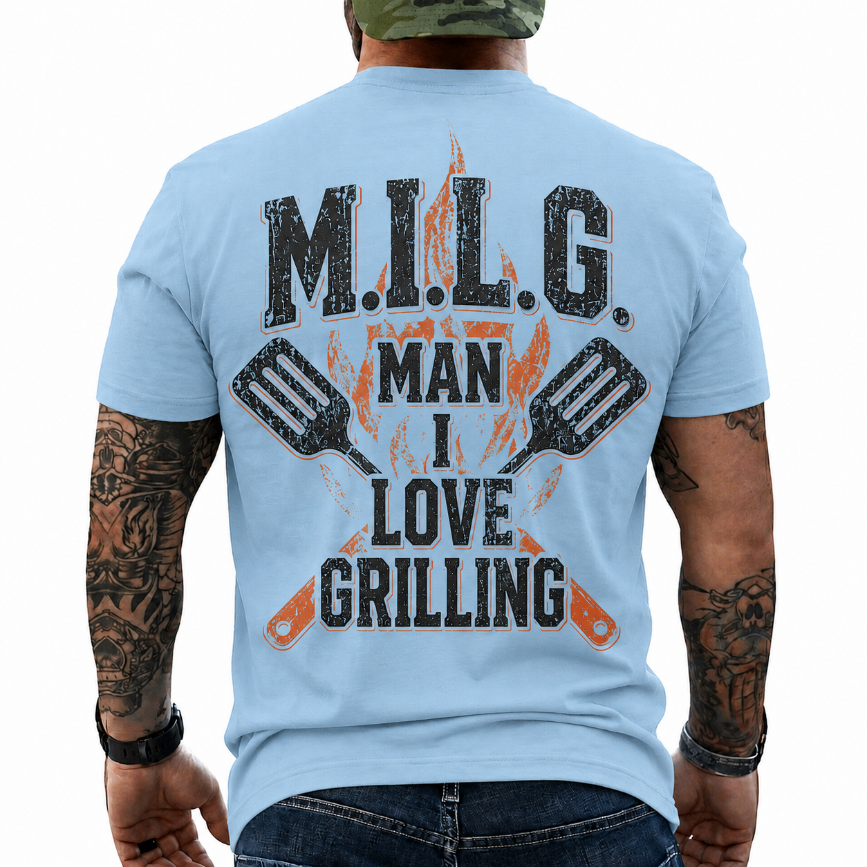MILG Man I Love Grilling Shirt Funny BBQ Graphic Tee Grill Master Gift For Men