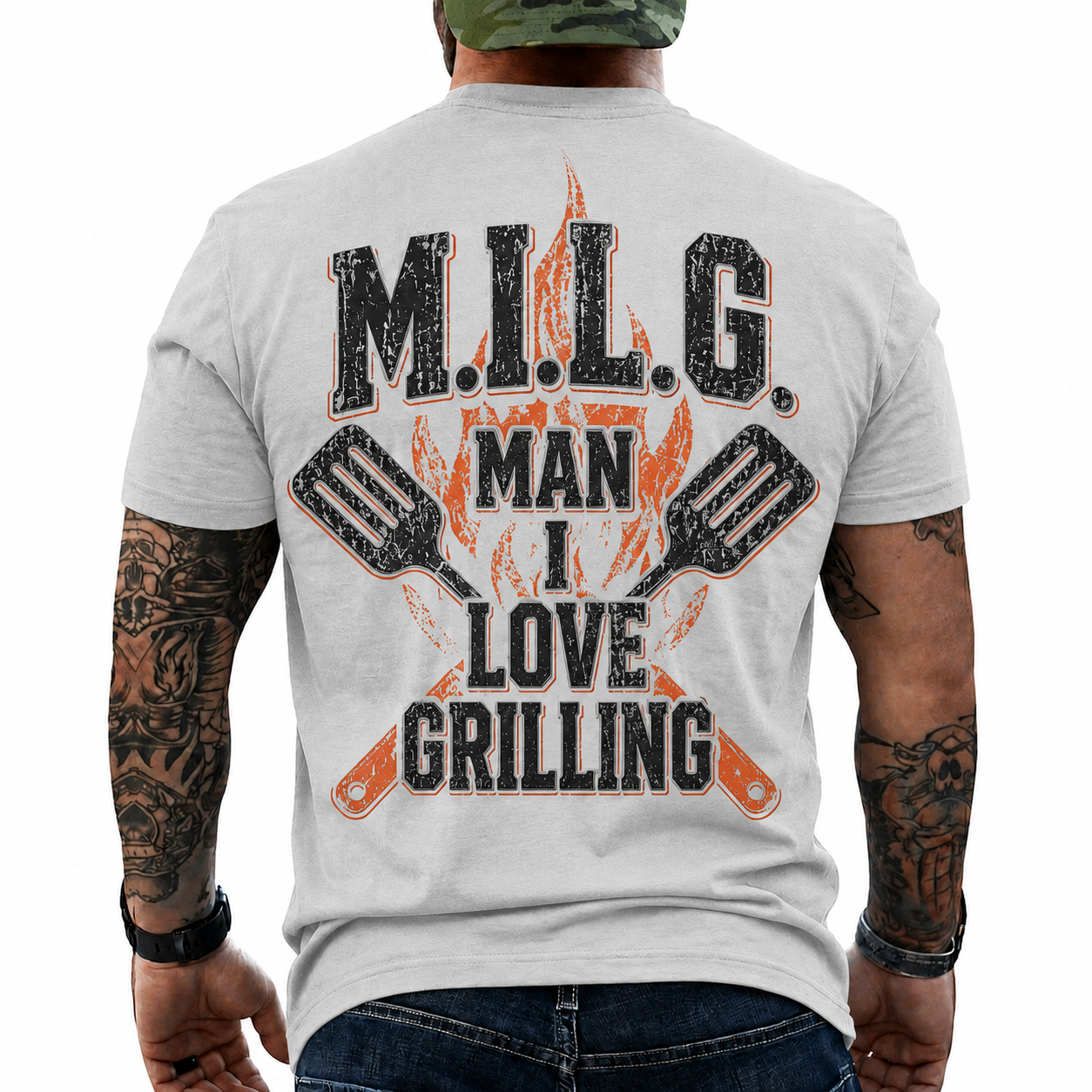 MILG Man I Love Grilling Shirt Funny BBQ Graphic Tee Grill Master Gift For Men