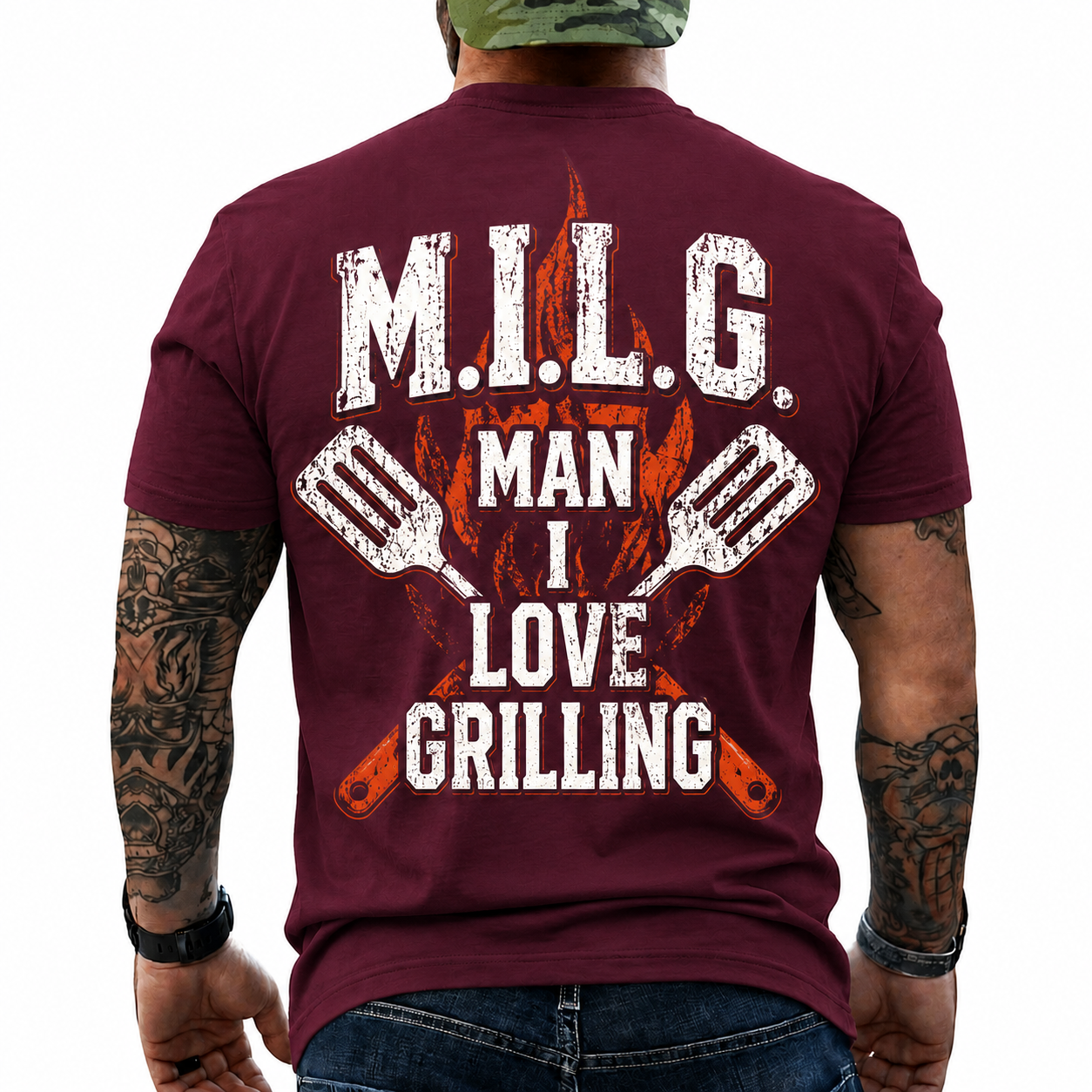 MILG Man I Love Grilling Shirt Funny BBQ Graphic Tee Grill Master Gift For Men
