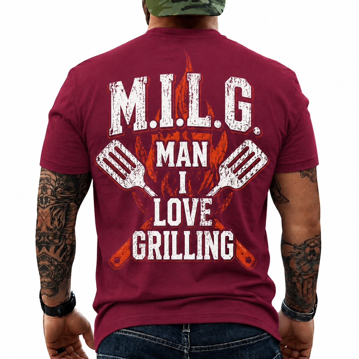 MILG Man I Love Grilling Shirt Funny BBQ Graphic Tee Grill Master Gift For Men