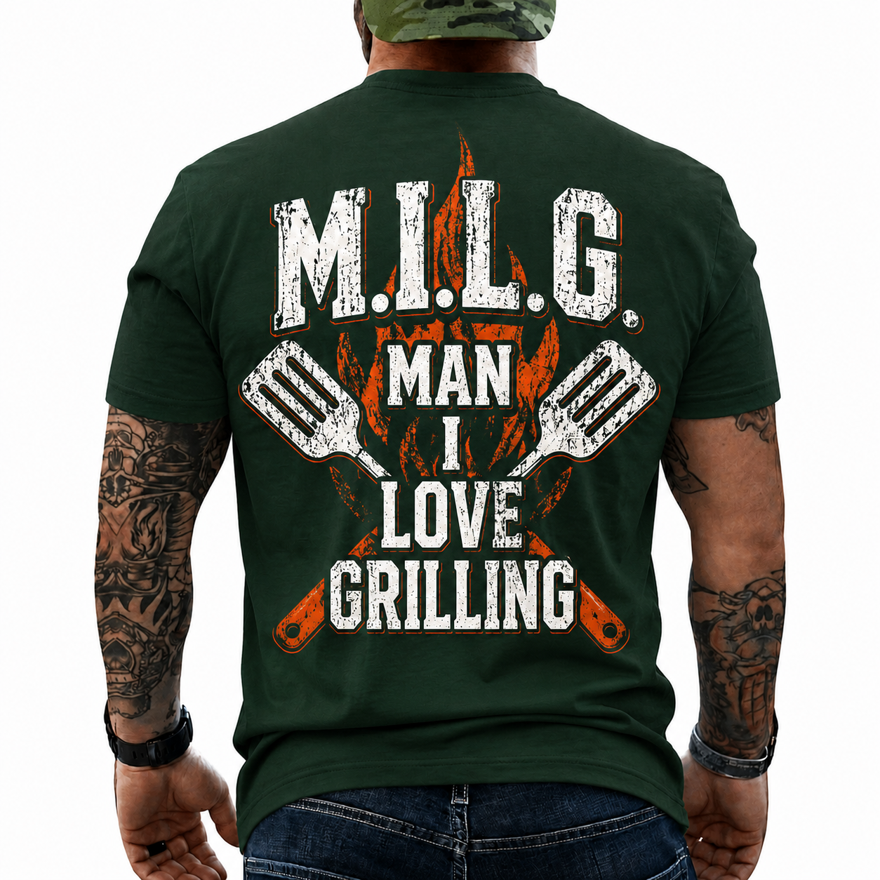 MILG Man I Love Grilling Shirt Funny BBQ Graphic Tee Grill Master Gift For Men