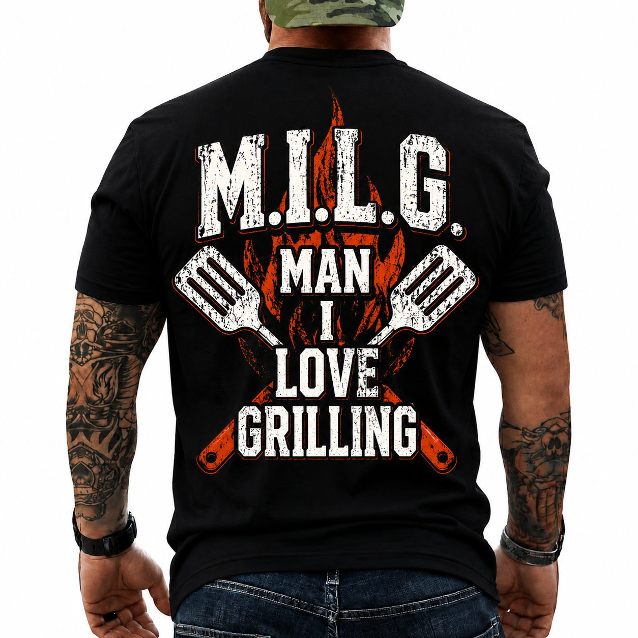 MILG Man I Love Grilling Shirt Funny BBQ Graphic Tee Grill Master Gift For Men