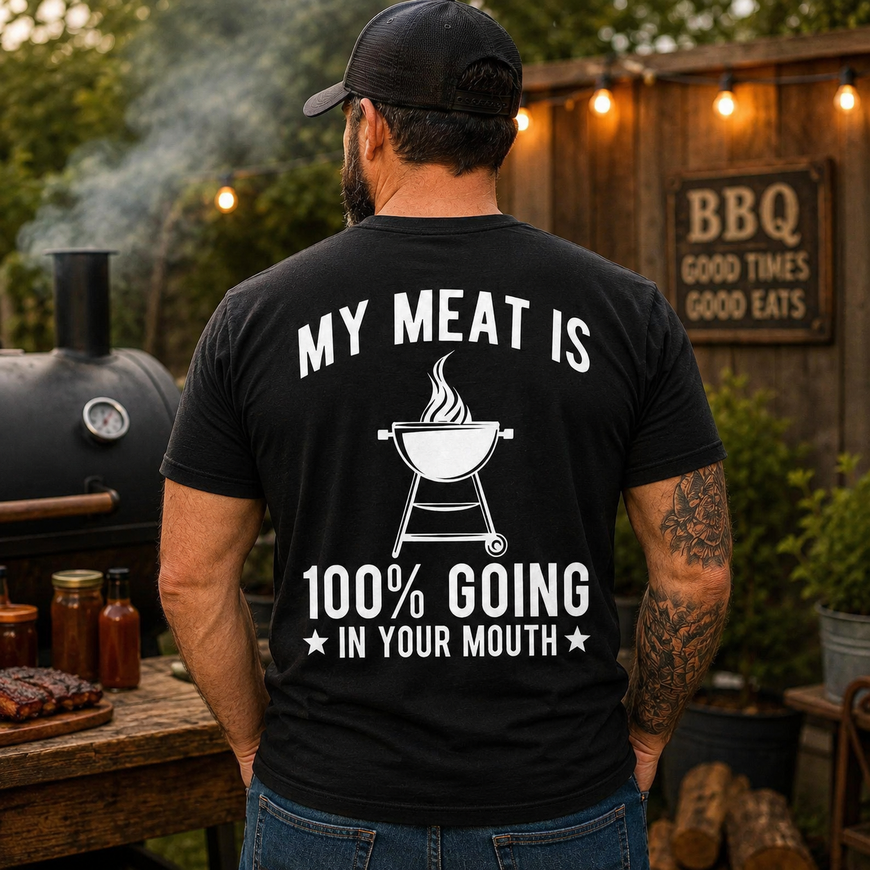 My Meat Is 100 Going In Your Mouth Shirt Funny BBQ Grilling Graphic Tee Gift For Men