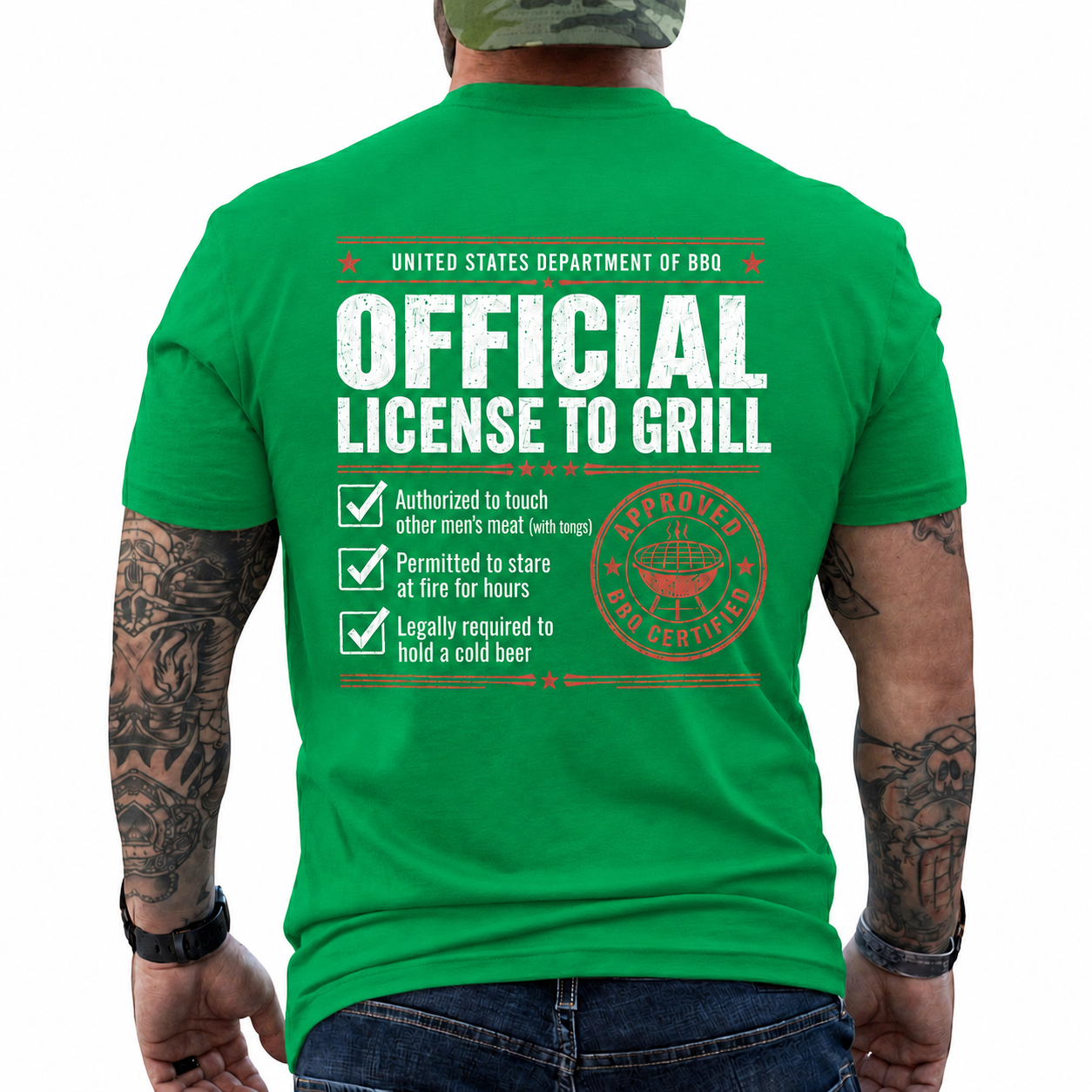 Official License To Grill Shirt Funny BBQ Certificate Graphic Tee Gift For Men