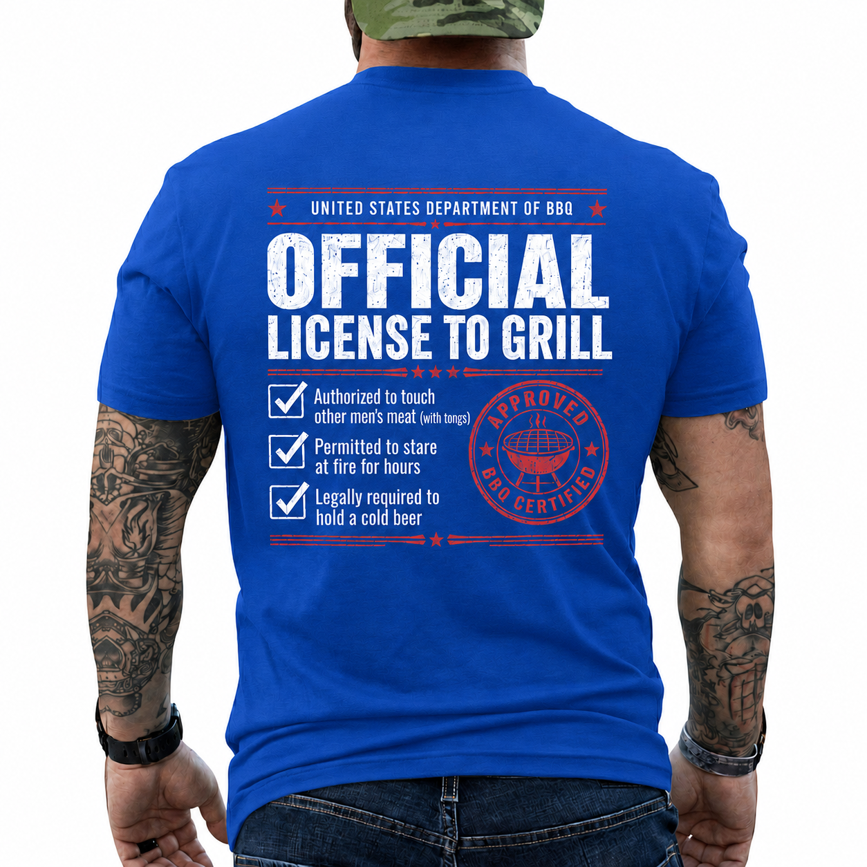 Official License To Grill Shirt Funny BBQ Certificate Graphic Tee Gift For Men