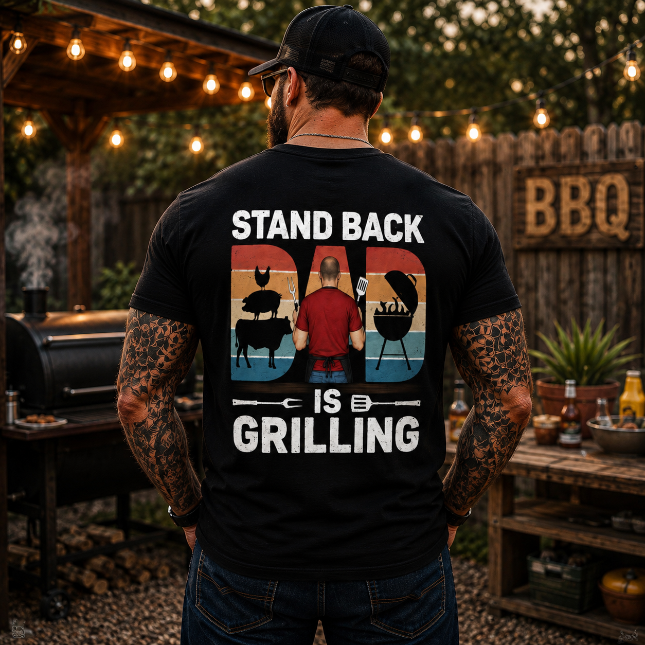 Stand Back Dad Is Grilling Shirt Funny BBQ Dad Graphic Tee Gift For Men