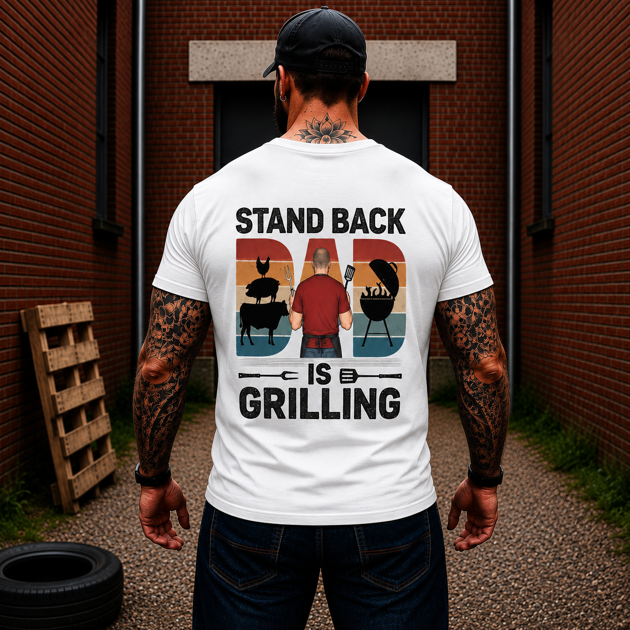 Stand Back Dad Is Grilling Shirt Funny BBQ Dad Graphic Tee Gift For Men